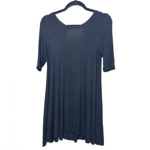 We The Free People Black Tunic Top Womens S Short Sleeve‎ Keyhole Back bohemian